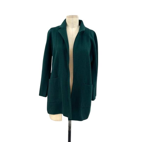 J. Crew Sophie Open-Front Sweater-Blazer Old Forest Green Merino Wool Size Small - Picture 2 of 15